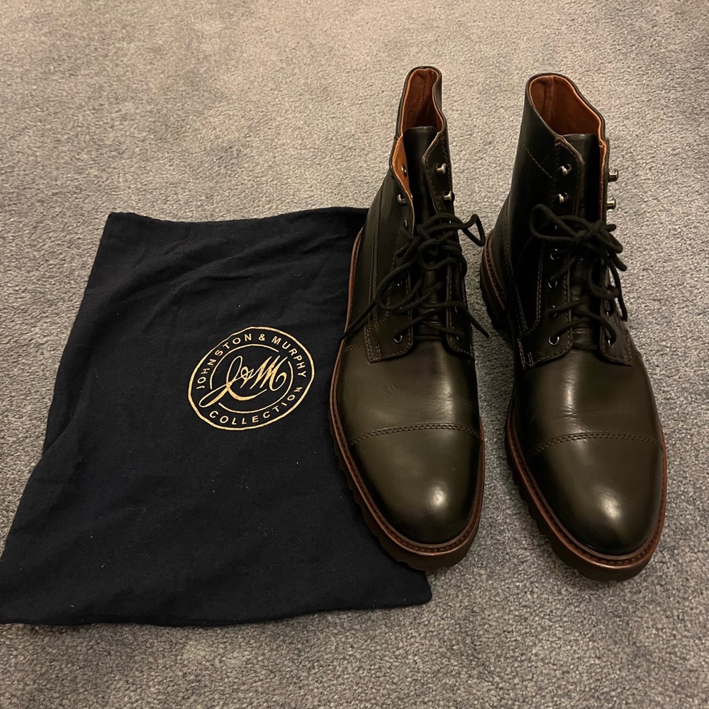 Johnston & Murphy Men's Dark Brown Leather Boots